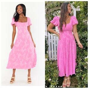 Show Me Your Mumu Mia Midi Dress in Pink Clip Floral Size M